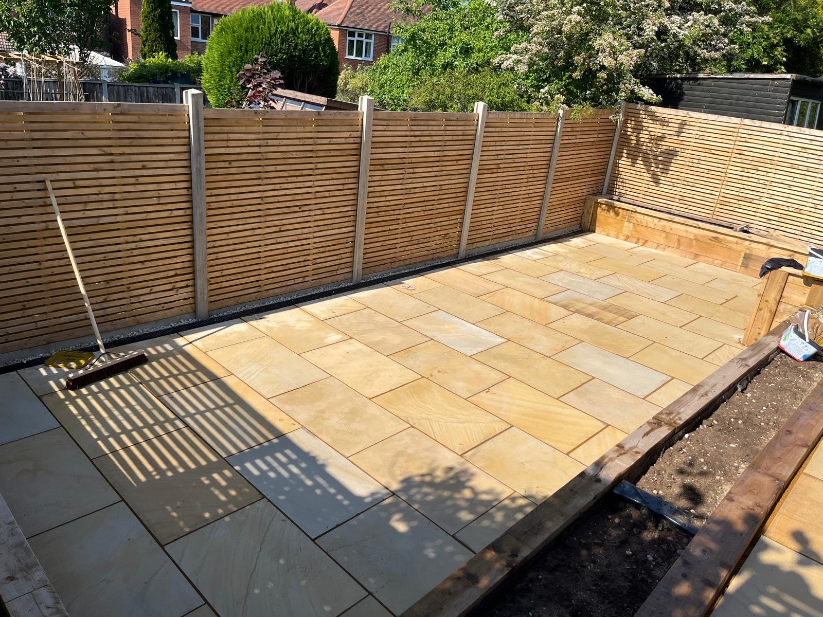 Sandstone patio contemporary garden