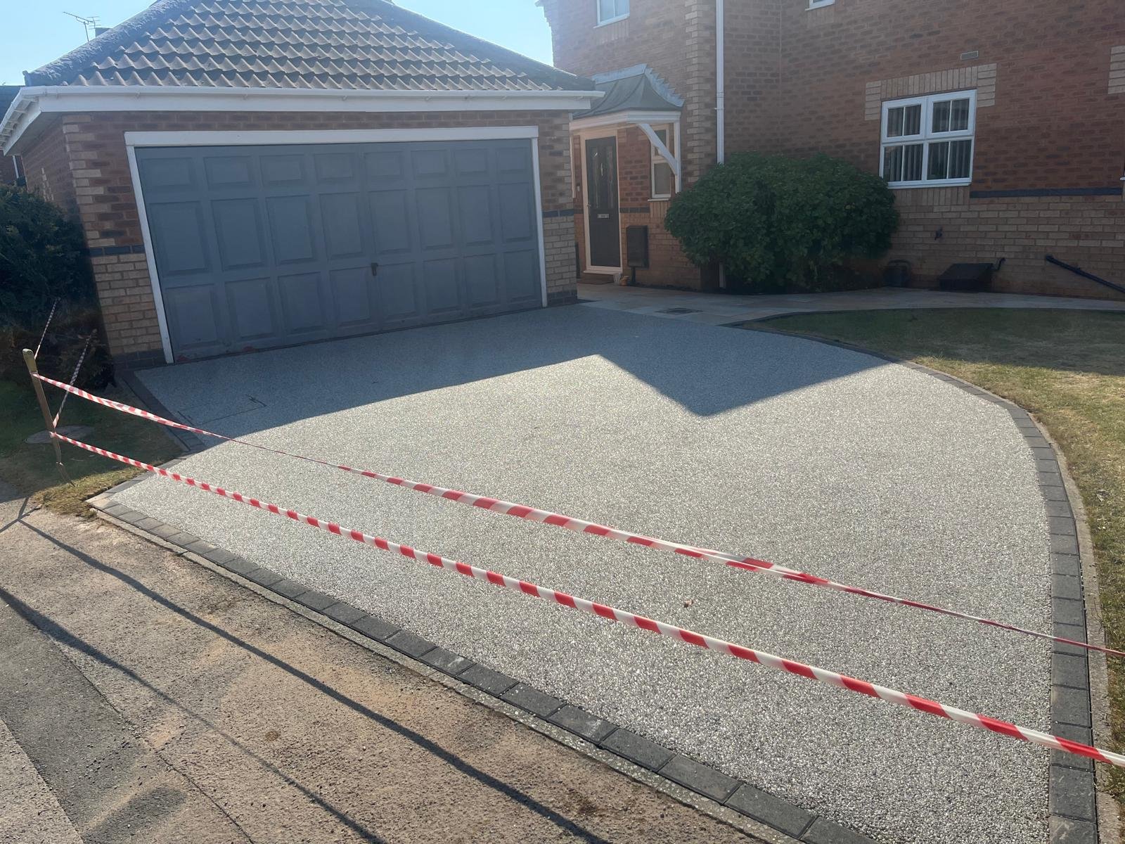 Resin bound driveway double garage