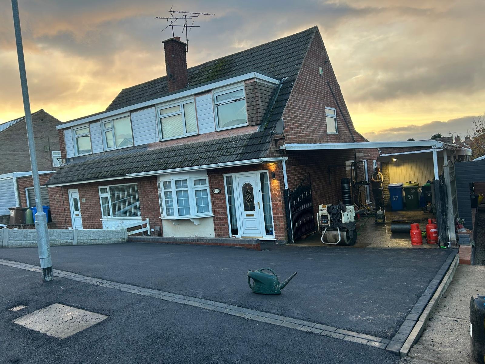 Tarmac driveway sunset