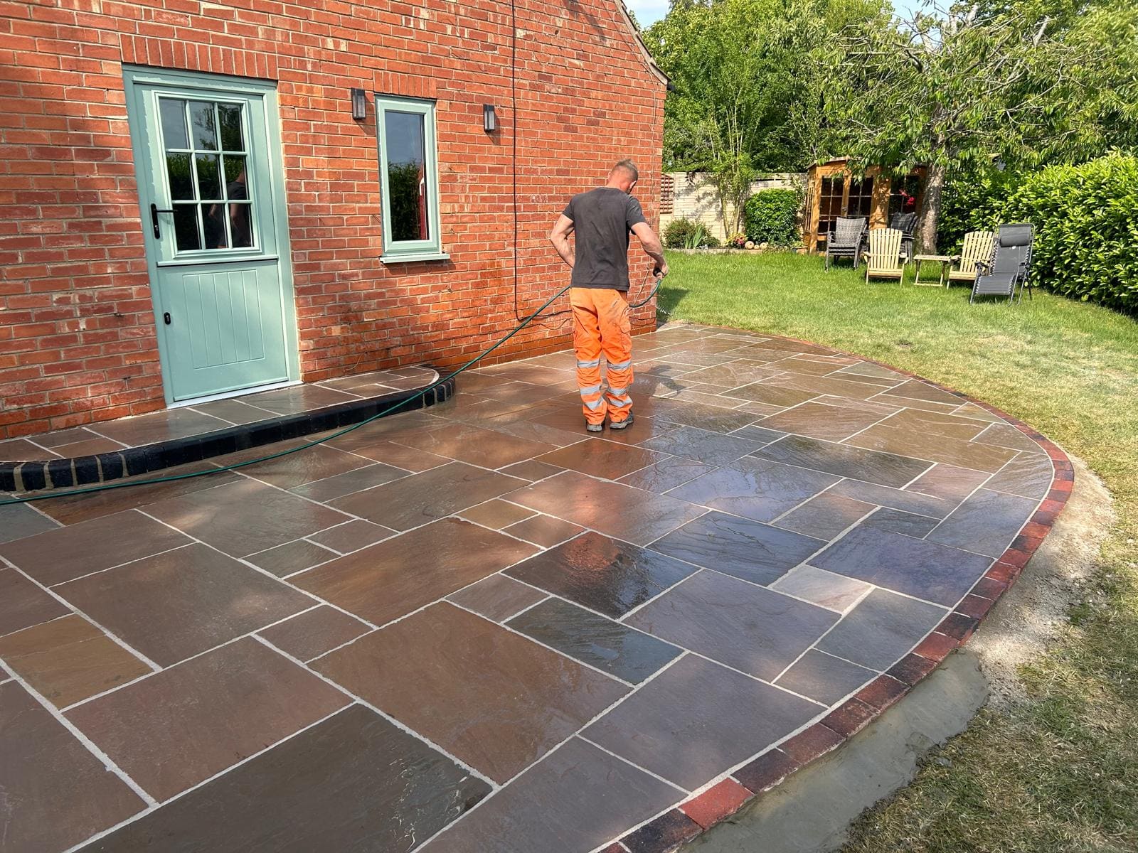 A finished patio built by LB Construction
